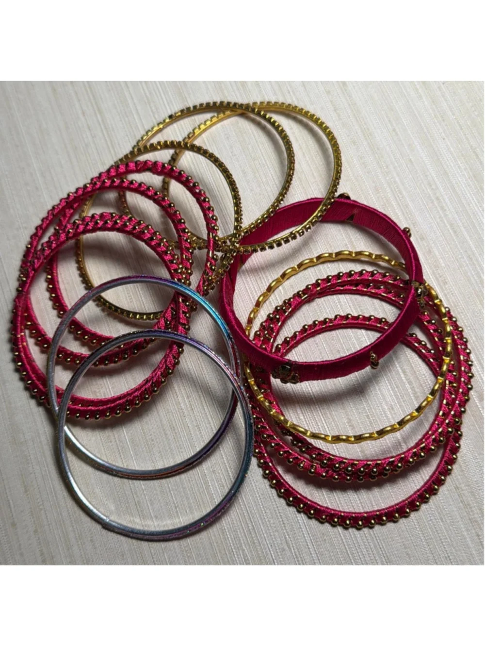 Pink and gold children's bangles set